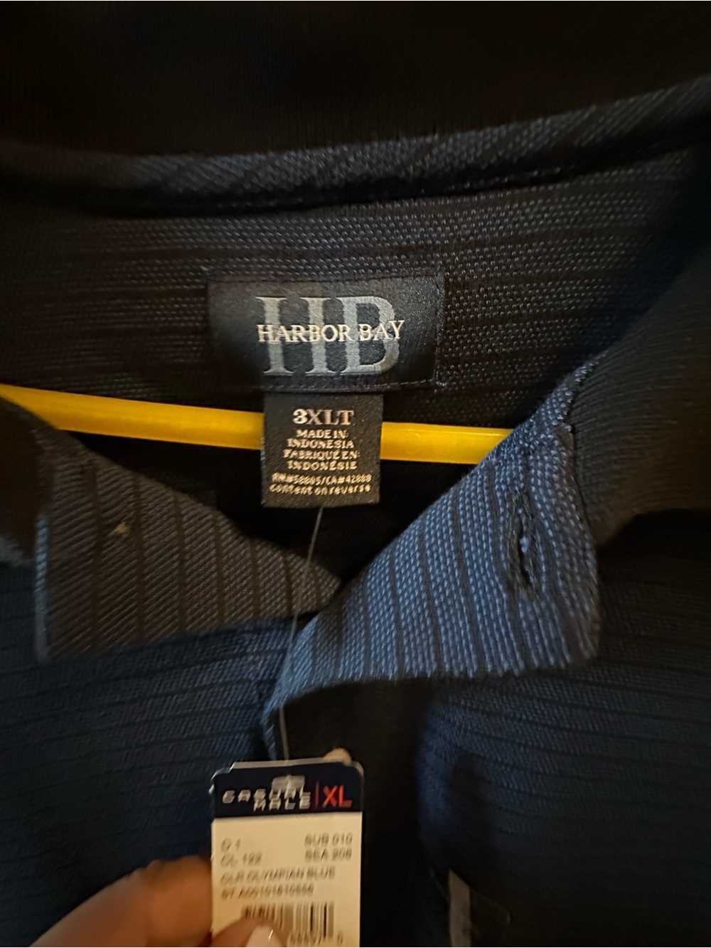 Harbor Bay Men's Navy Blue Textured Dress Shirt - 3XL